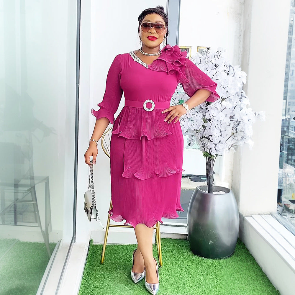 Elegant Formal Party Pleated Dress 4