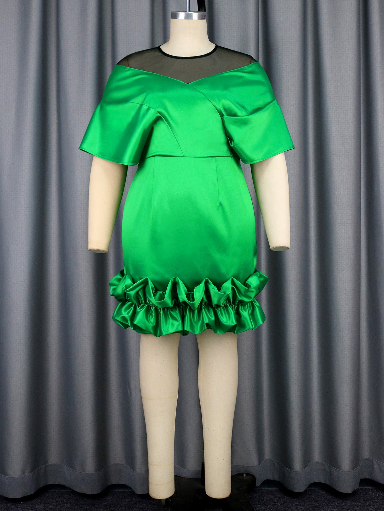 Women See-Through Elegant Shawl Sleeve Formal Party Bodycon Dress