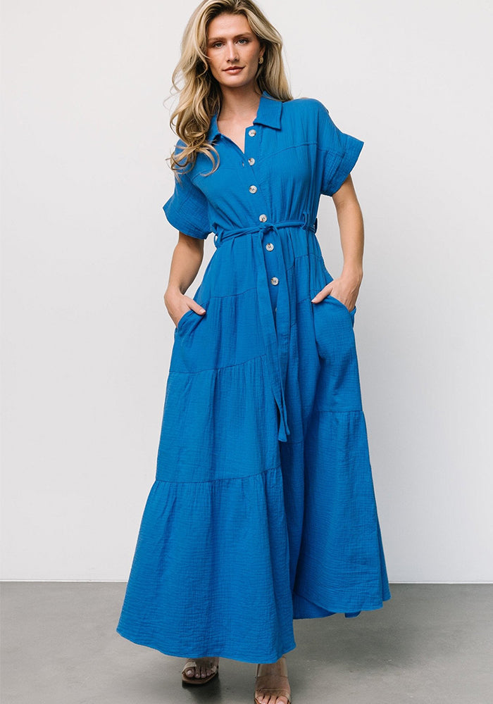 Women Solid Patchwork Bat Short Sleeve Shirt Dress