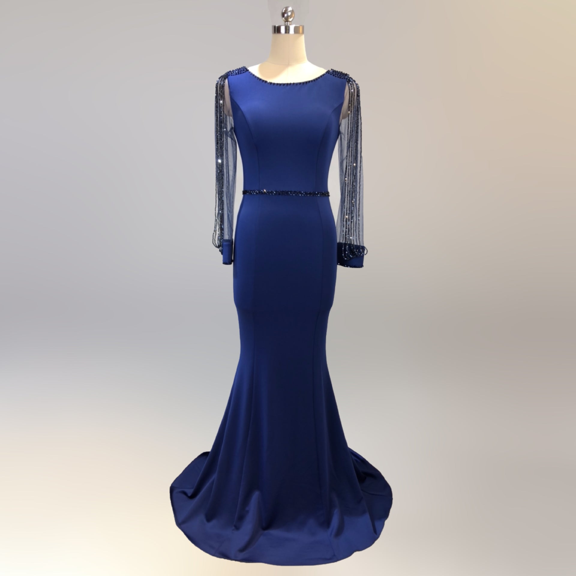 Bridal toast autumn long-sleeved rhinestone chain mermaid long evening dress 28