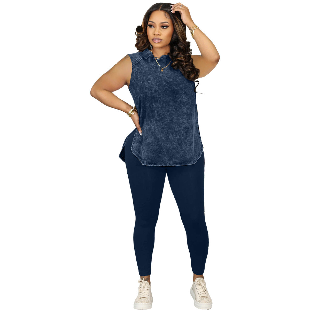 Women Printed Casual Sleeveless Top and Pant Two-Piece Set 9