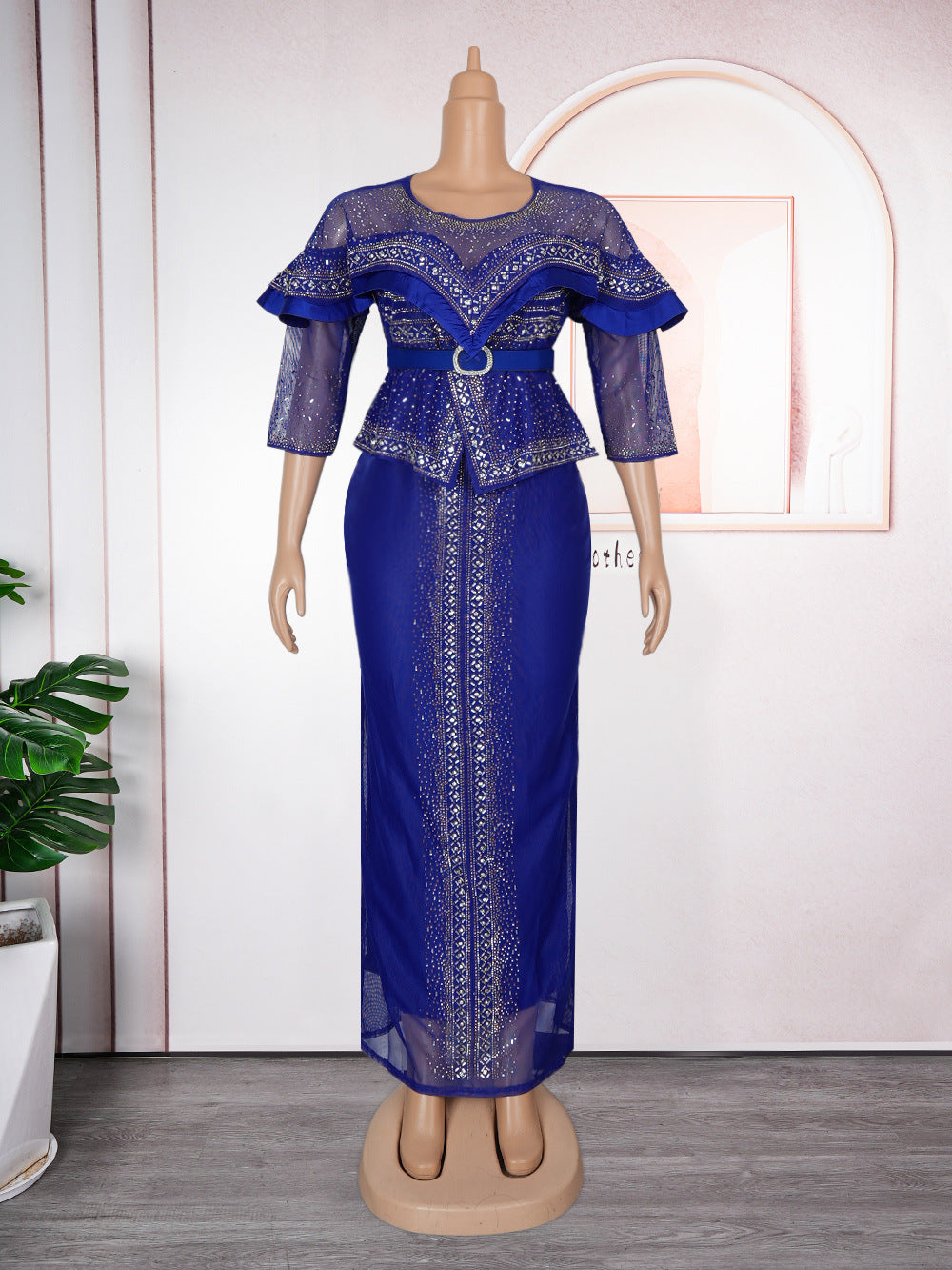 African Women's Clothing Sexy Beaded Dress 8