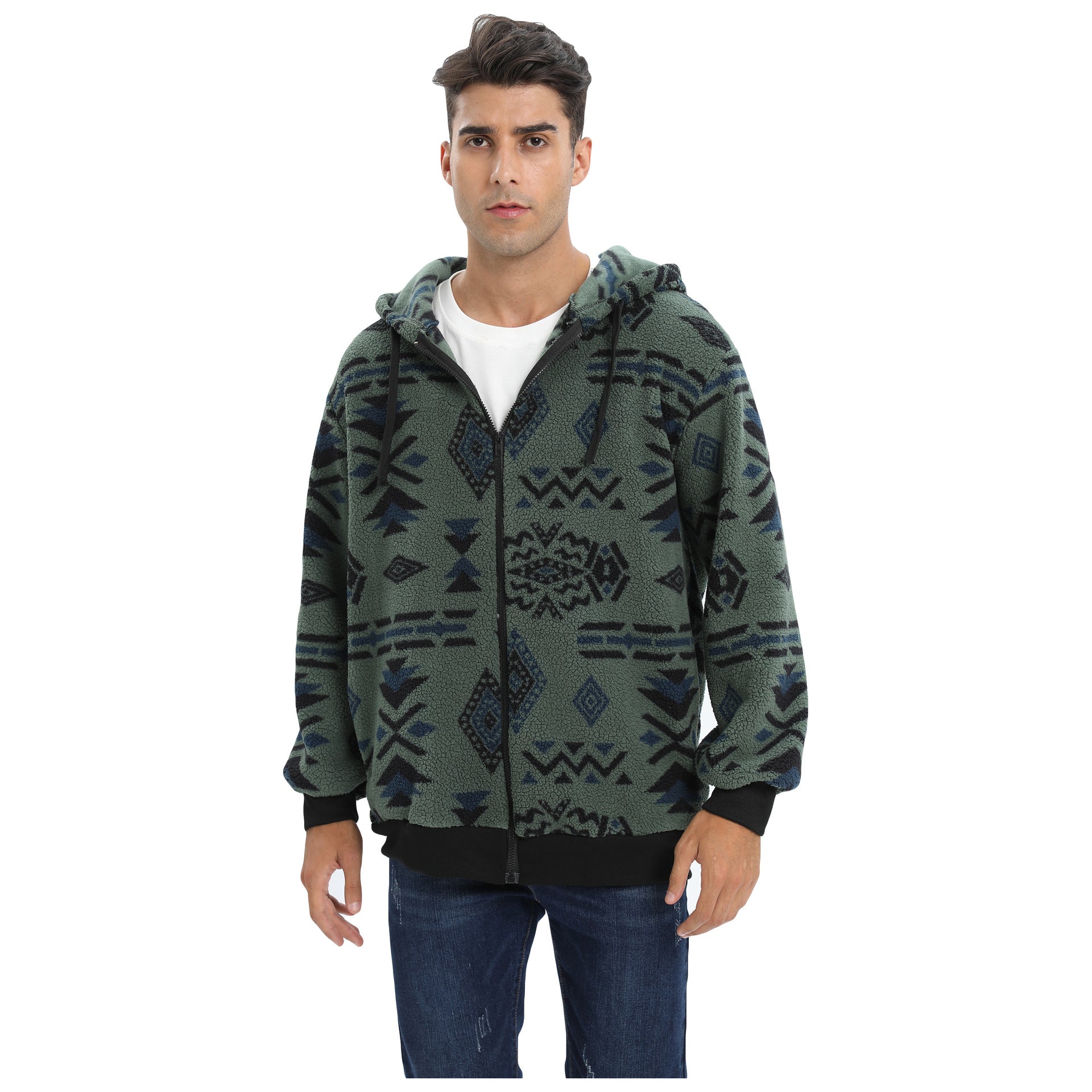 Men And Women Couple Christmas Halloween Hooded Fleece Casual Jacket 4