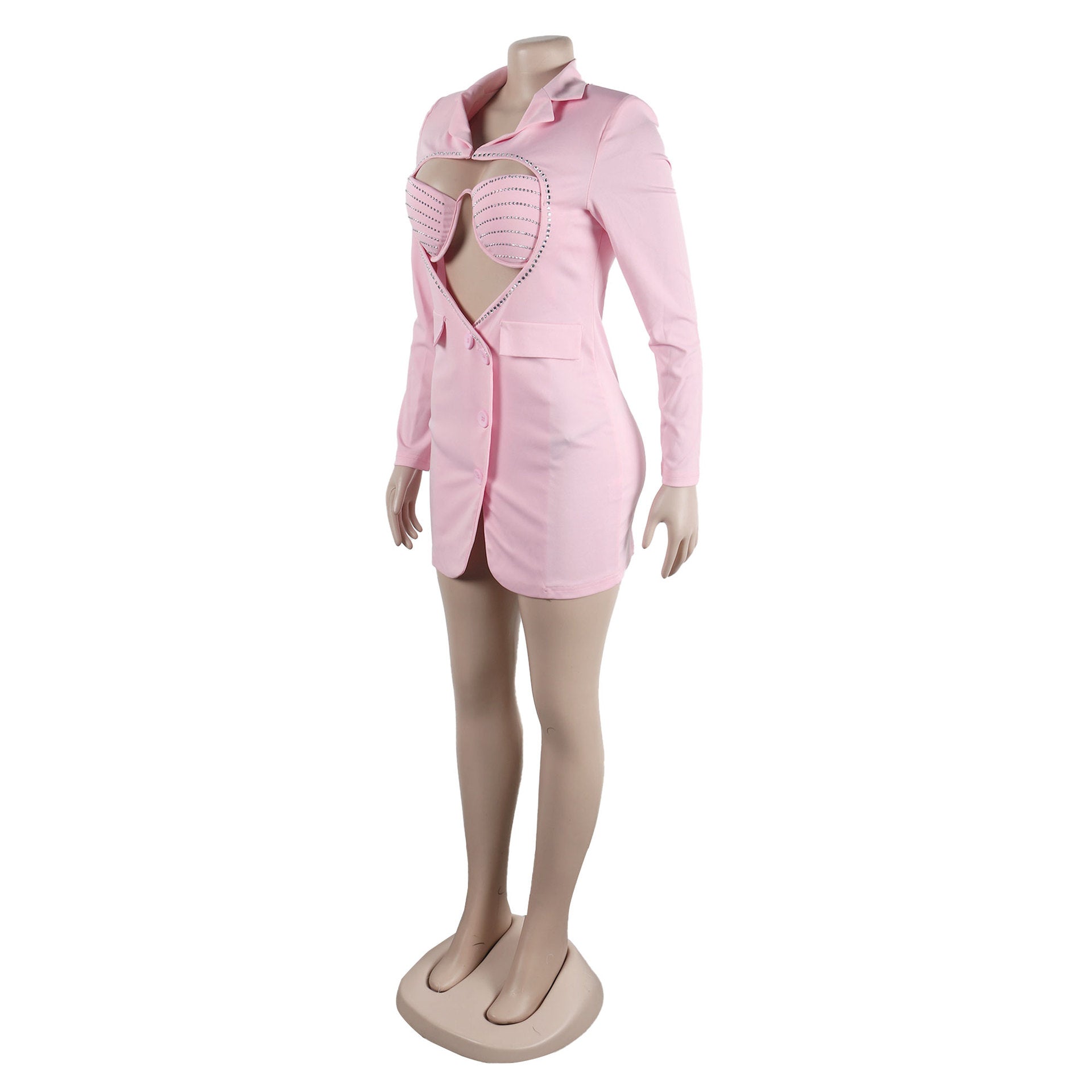 Sexy Solid Color Beaded Bra Blazer Dress Two-Piece Set 10