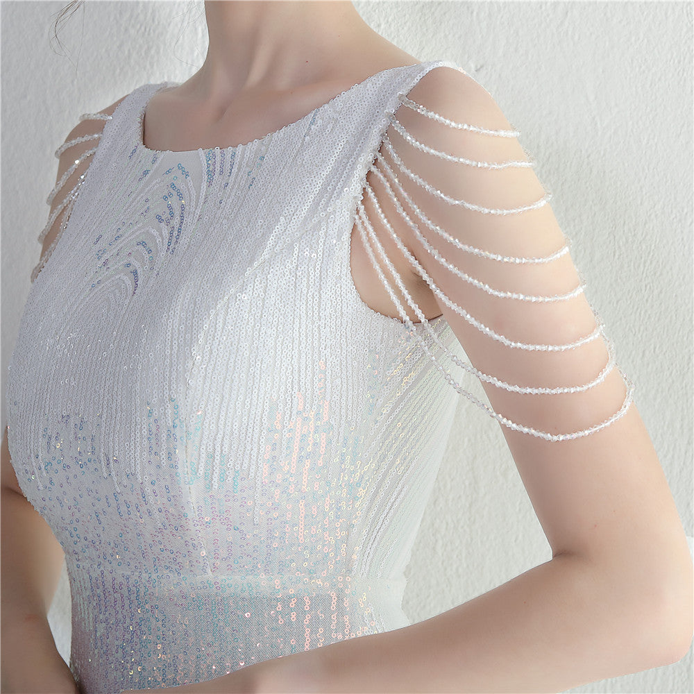 Positioning flower bead piece beading sexy party dinner ceremony concert long dress 30