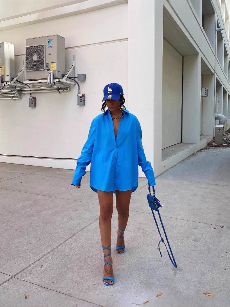 Women Solid Shirt Dress