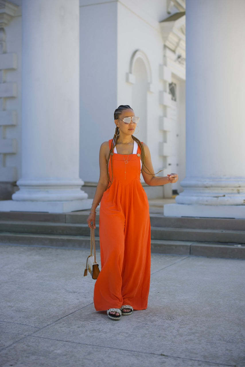 Women's Solid Color Women's Overalls Wide Leg Casual Jumpsuit 3