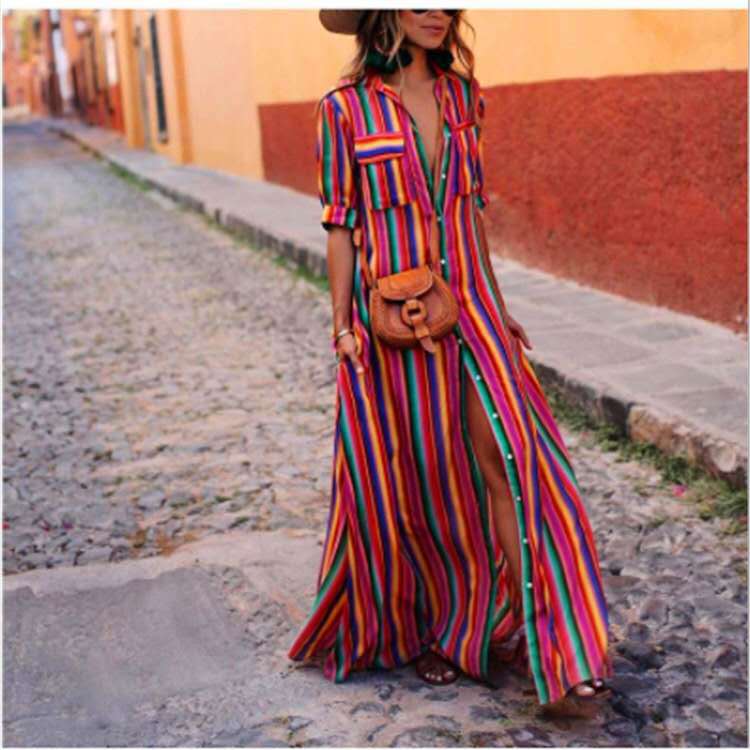 autumn bohemian style women's long dress 10