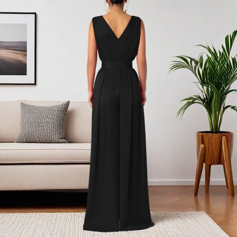 Women v-neck French wide-leg jumpsuit 6