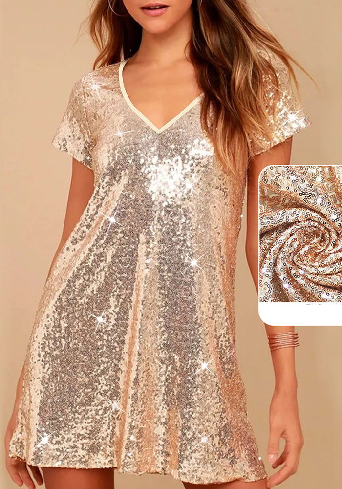 Women v-neck sequin party mini dress