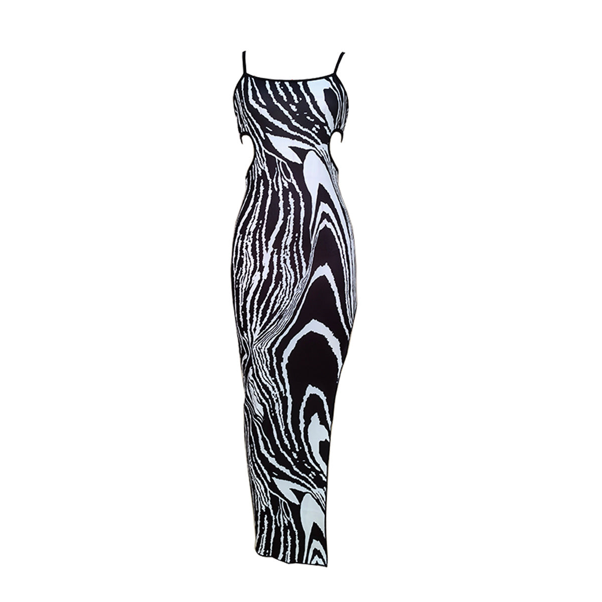 Women Casual Printed Sexy Backless Hollow Slit Strap Dress 9