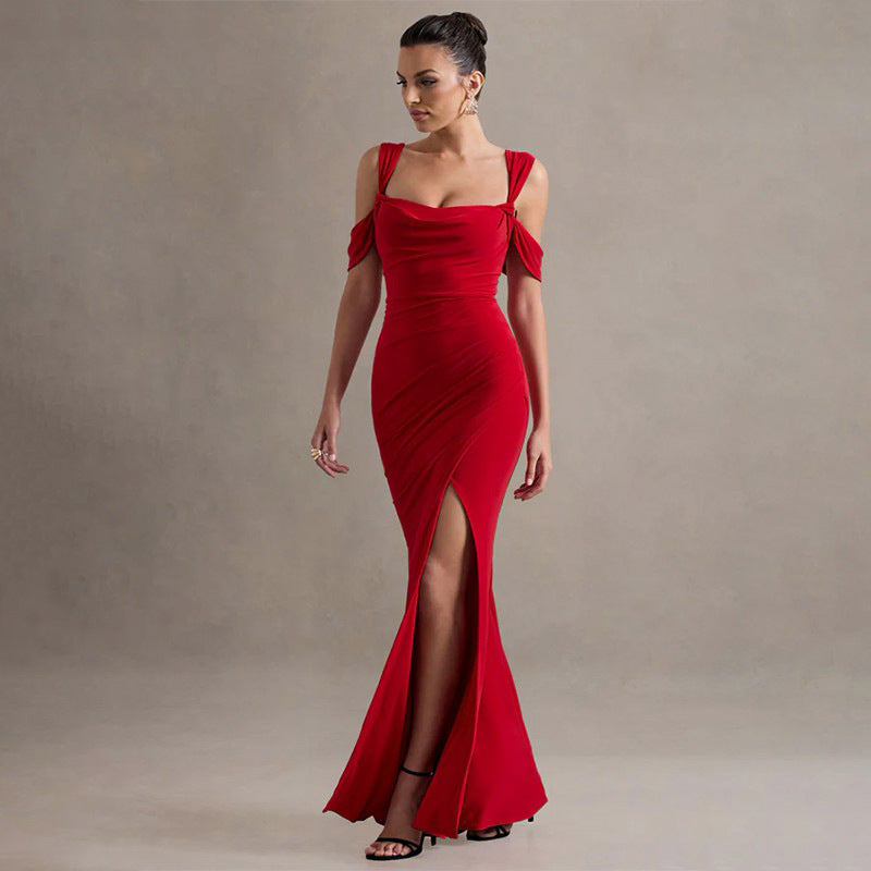 Women suspender sexy slit dress 7