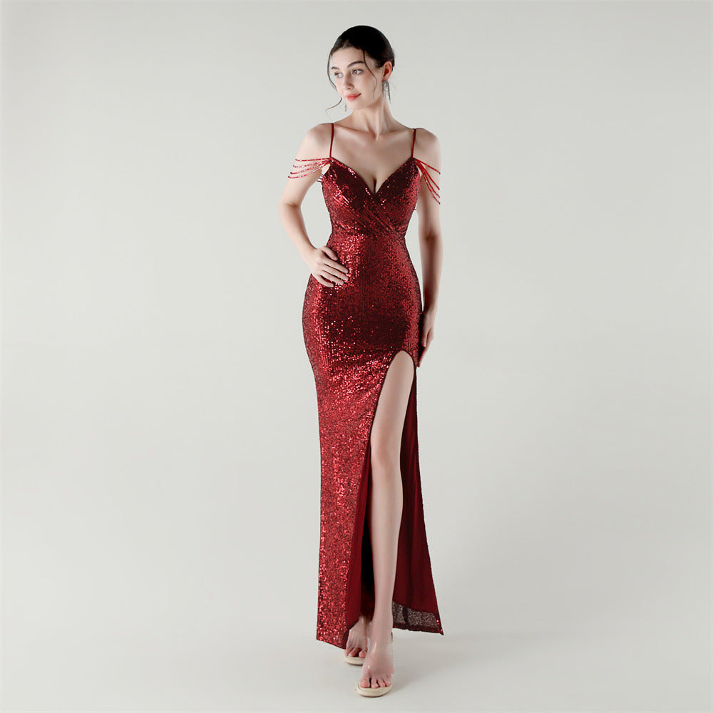 Slim Fit Sequin Evening Dress for Formal Dinners 8