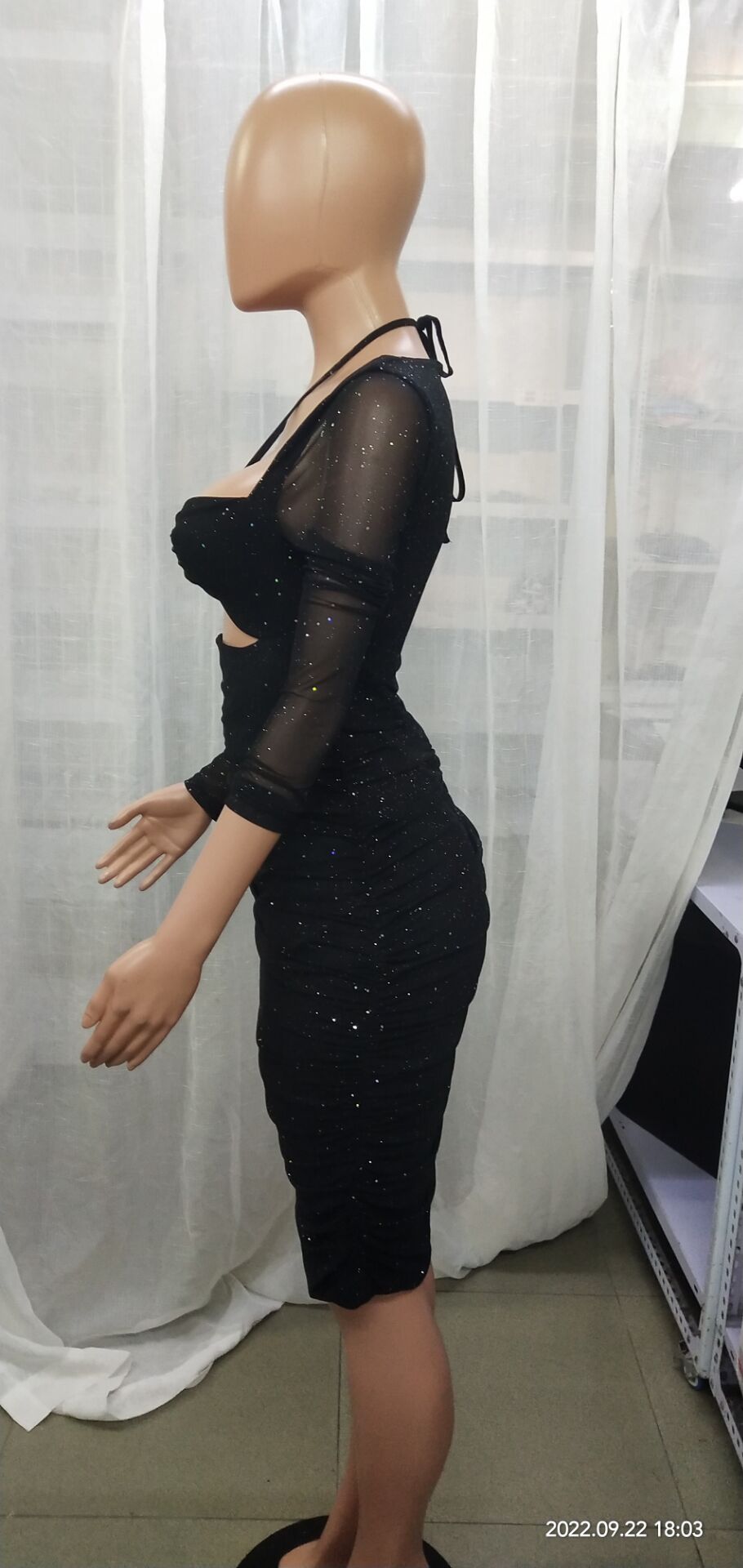 Women Halter Neck Long Sleeve Bodycon Dress 9