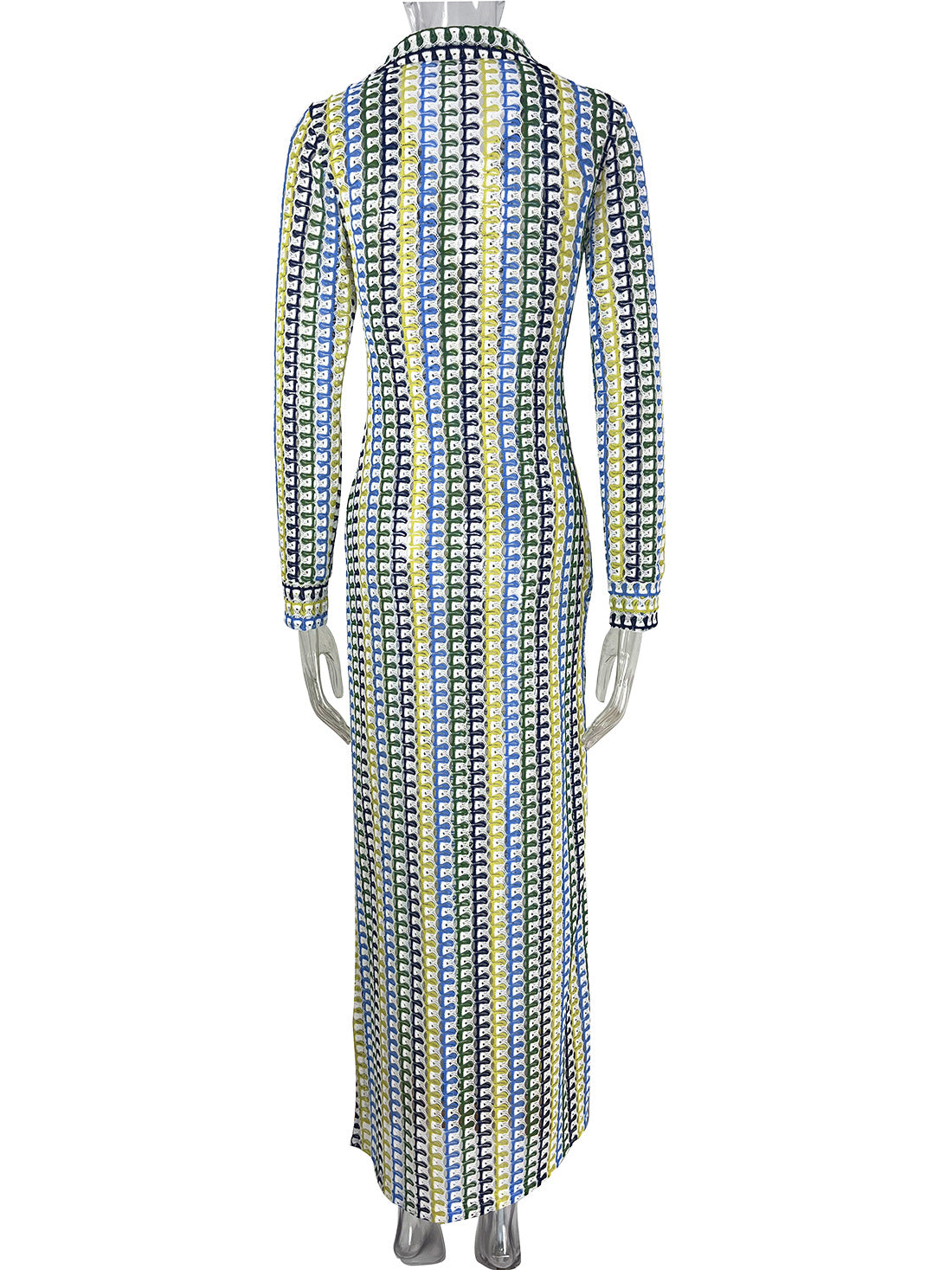 Women crocheted hollow low-cut V-neck slit long dress 22