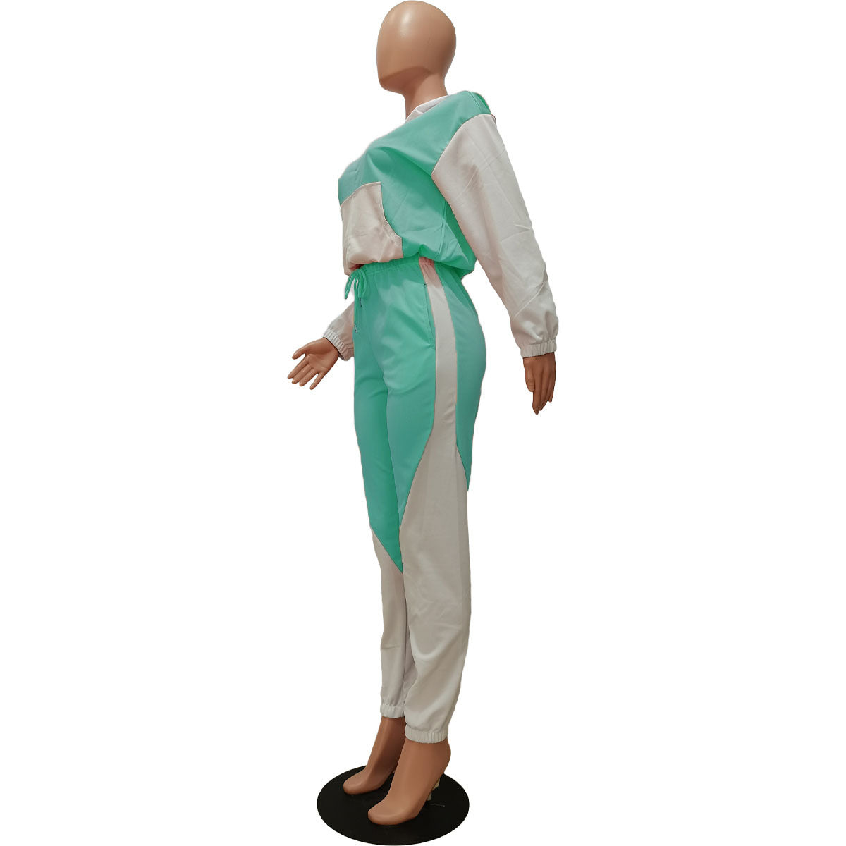 Women'S Patchwork Contrasting Hoodie Sport Casual Two Piece Pants Set 23