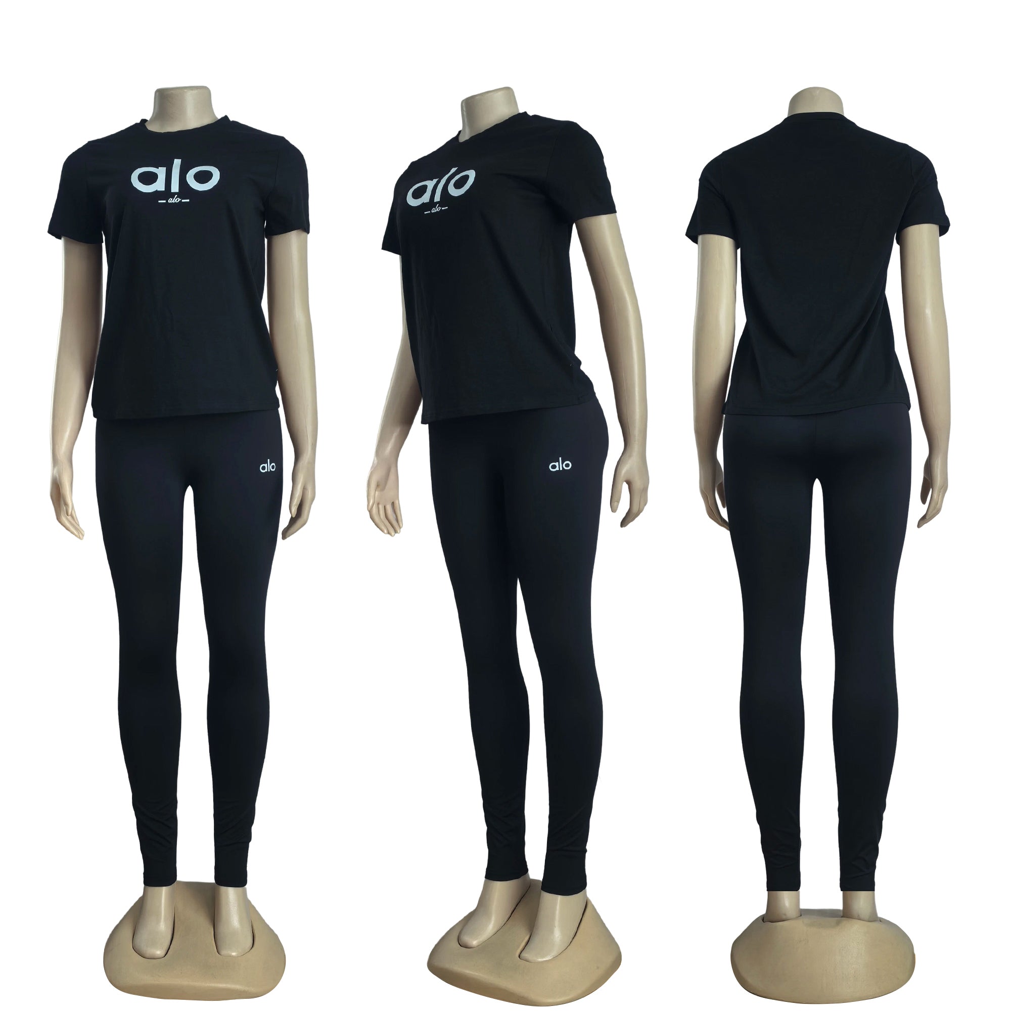 Fashion Cotton Round Neck Short-Sleeve Top & High-Stretch Quick-Dry Yoga Pants Set 5