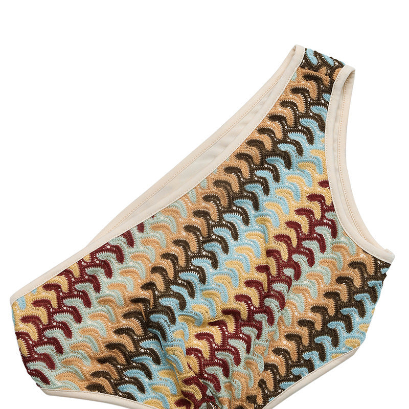 Summer Open-Waist Striped One-Shoulder Hollow Sleeveless  Mini Dress 7