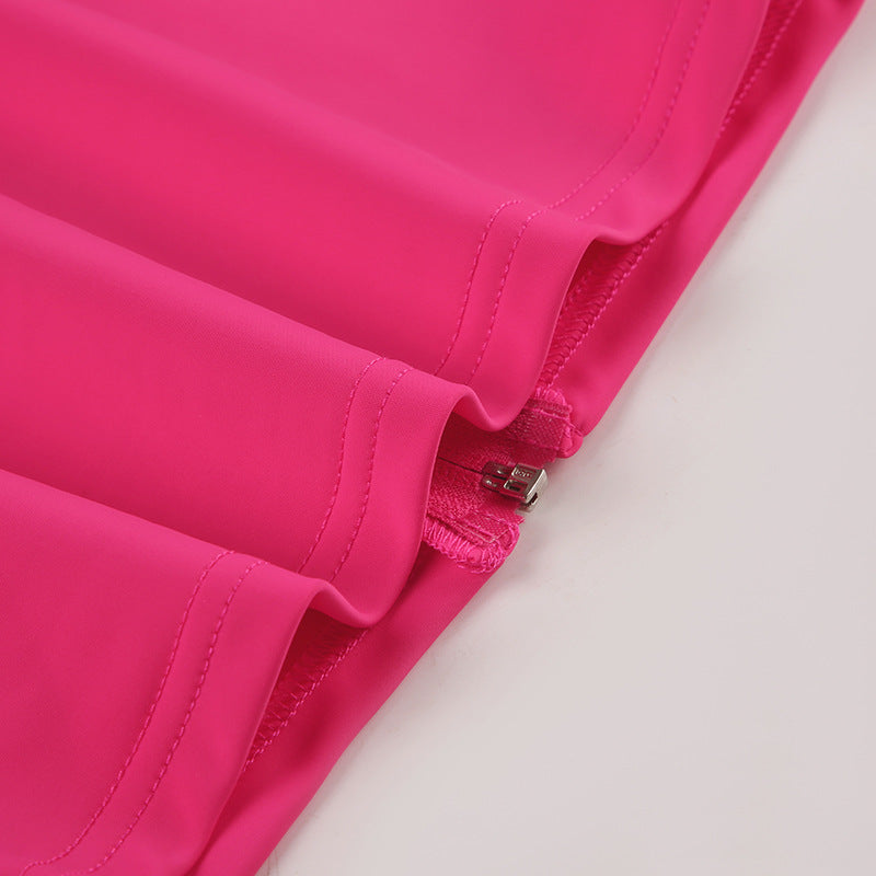 Women Basic Solid Fitted zipper short-sleeved T-shirt Bodycon skirt two-piece set 19