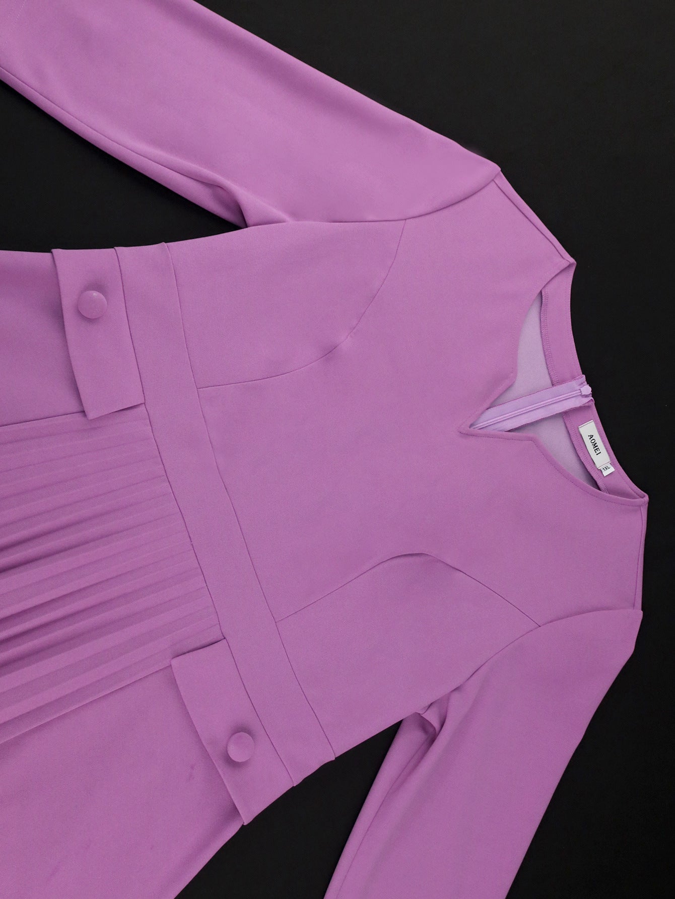 Plus Size Women elegant Soild pleated dress 13