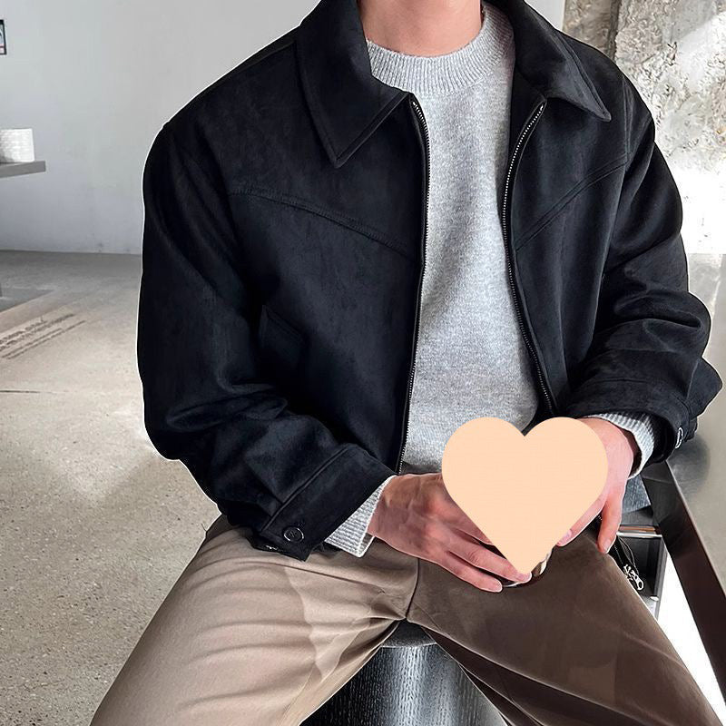 Stylish Casual Solid Color Zipper Turndown Collar Men's Jacket 9