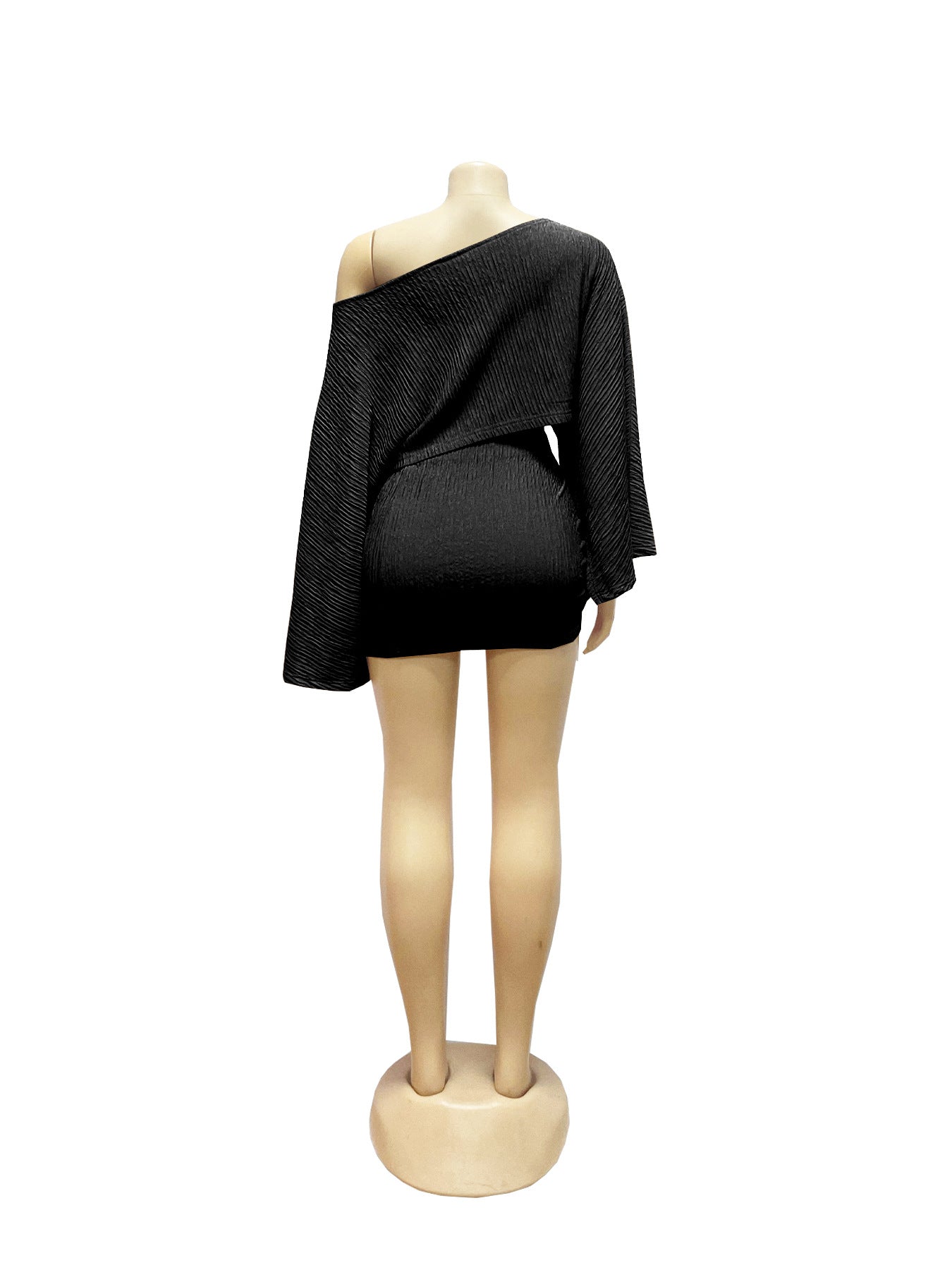 Women's Summer Beach Holidays Slash Shoulder Top Lace-Up Bodycon Short Skirt Set 18