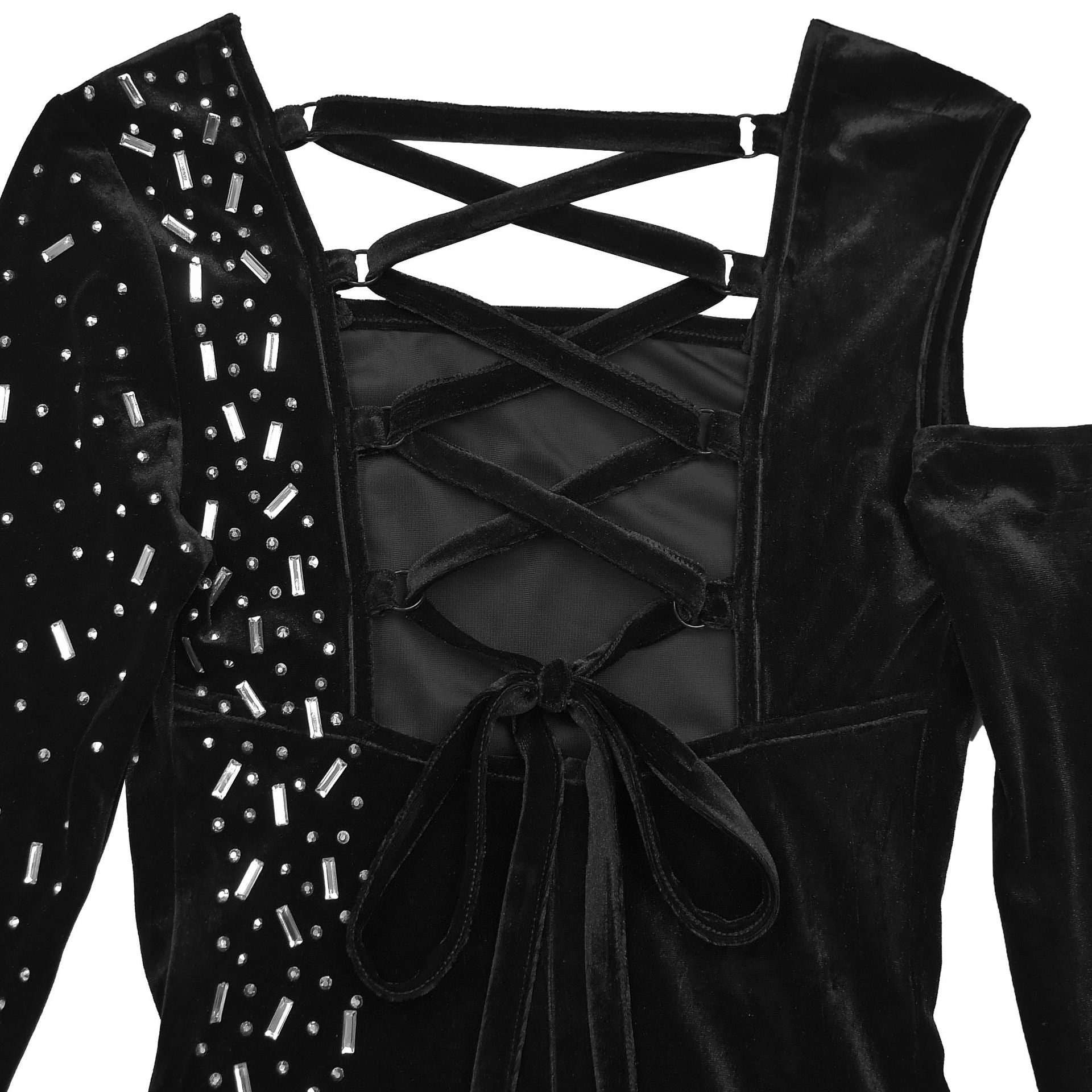 Fashion Women's Sexy Beaded Fringe Long-Sleeve Bodycon Dress 11