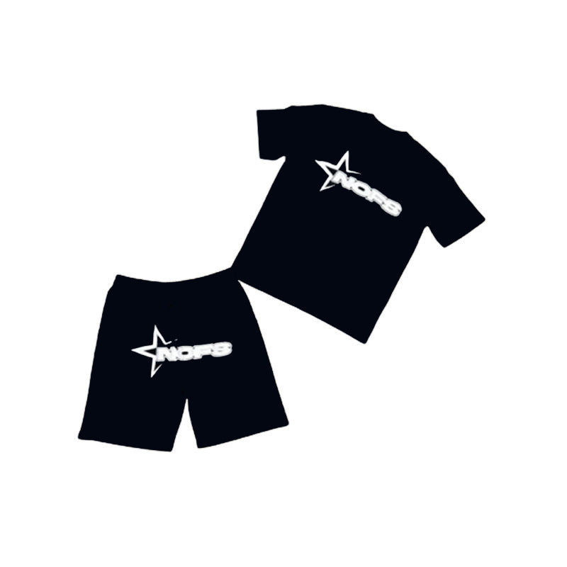 Men short-sleeved Letter print Top and Shorts 8