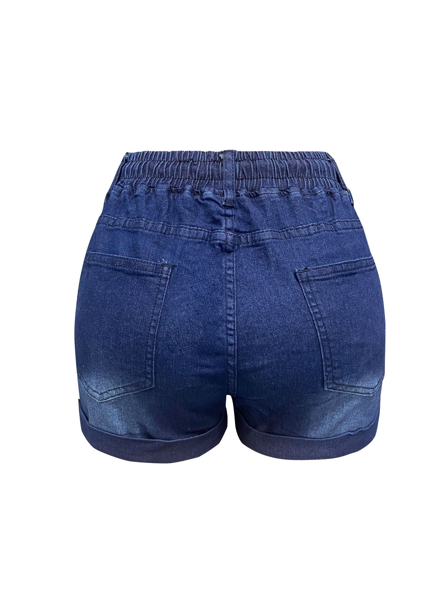 Women's High Waist Slim Fit Drawstring Ripped Denim Shorts 8