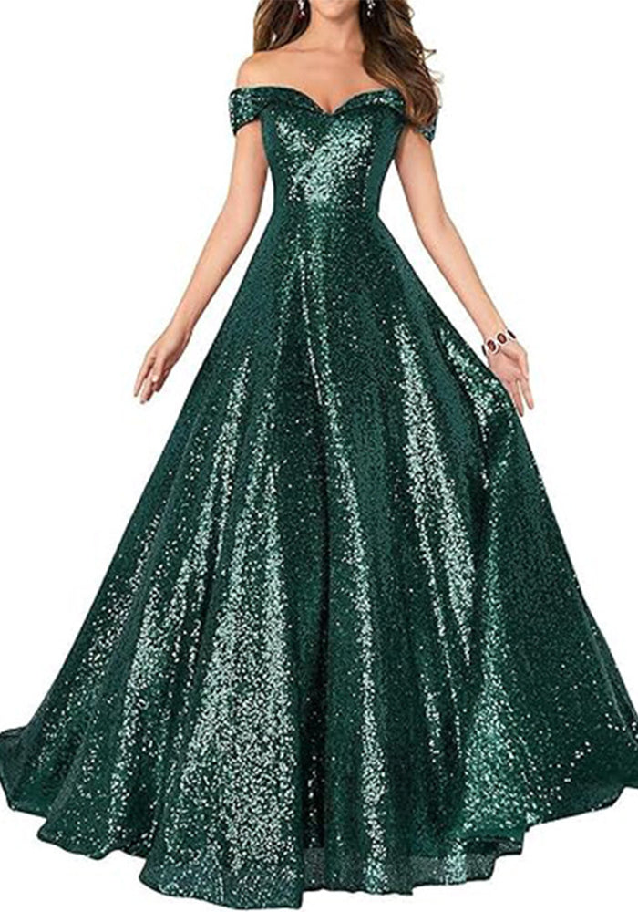 Off Shoulder Prom Evening Gowns Women's Long Sequin Formal Women's Dress（Processing time need 3-6 days）