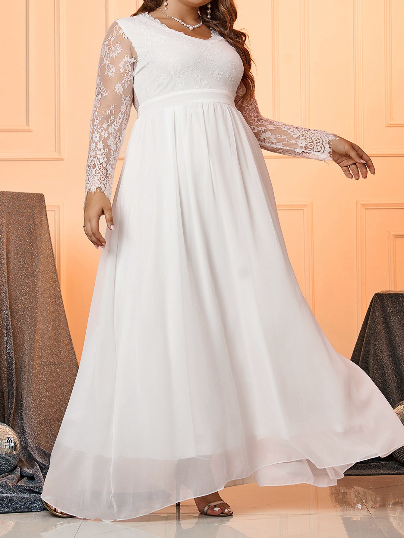 Plus Size Women Chiffon Backless Dress 4