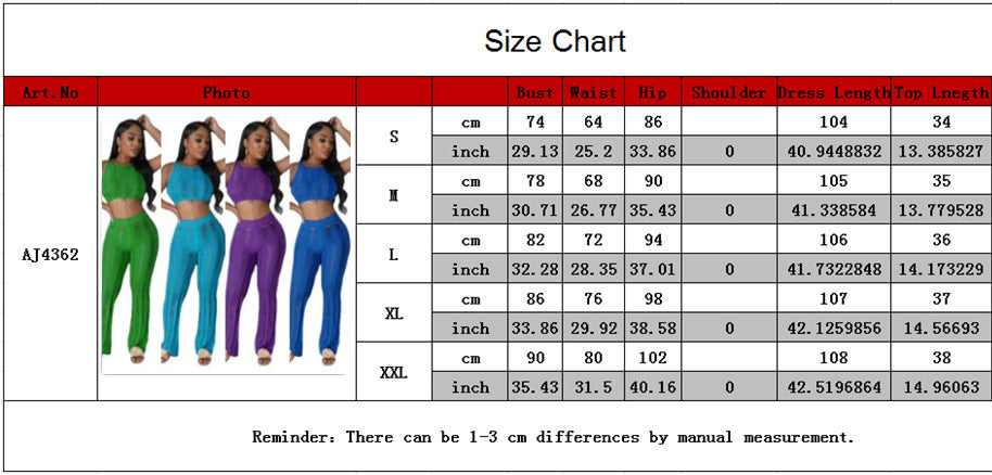 Summer Women Sexy Round Neck Sleeveless Ripped Crop Top and Pant Two-Piece Set 13