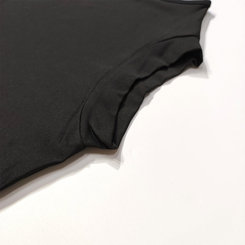 Women's High Neck Slim Waist sleeveless summer mesh patchwork short Dress 12