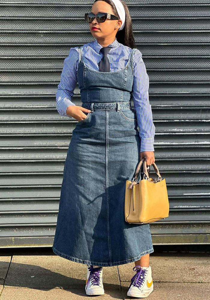 Women's Solid Color Sleeveless Round Neck Denim Dress