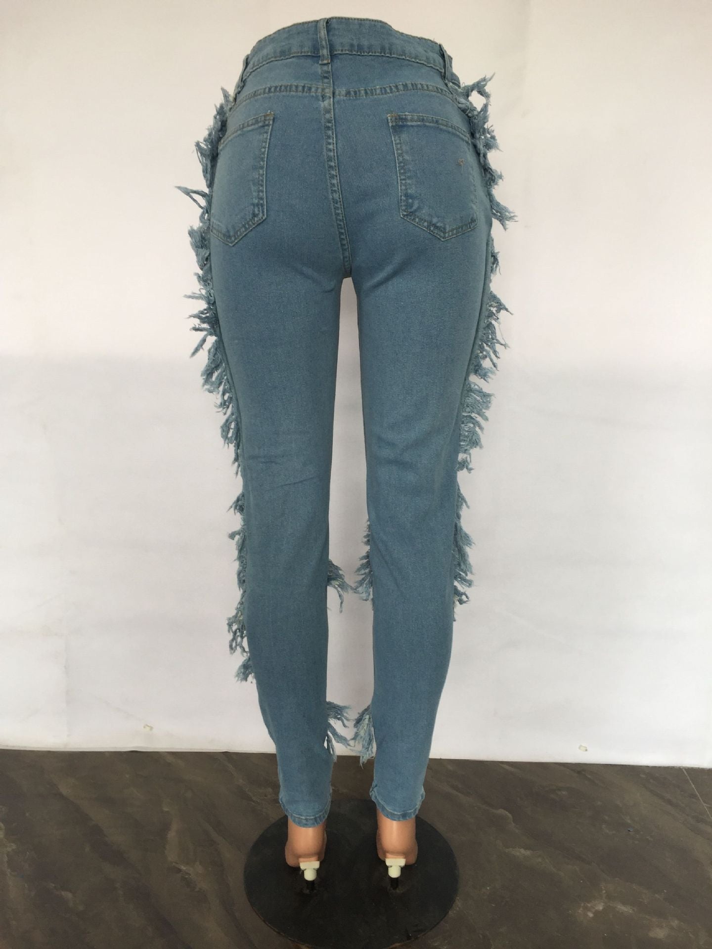 Women's Ripped Fashion Frayed Sexy Slim Fit Skinny Denim Pants 9