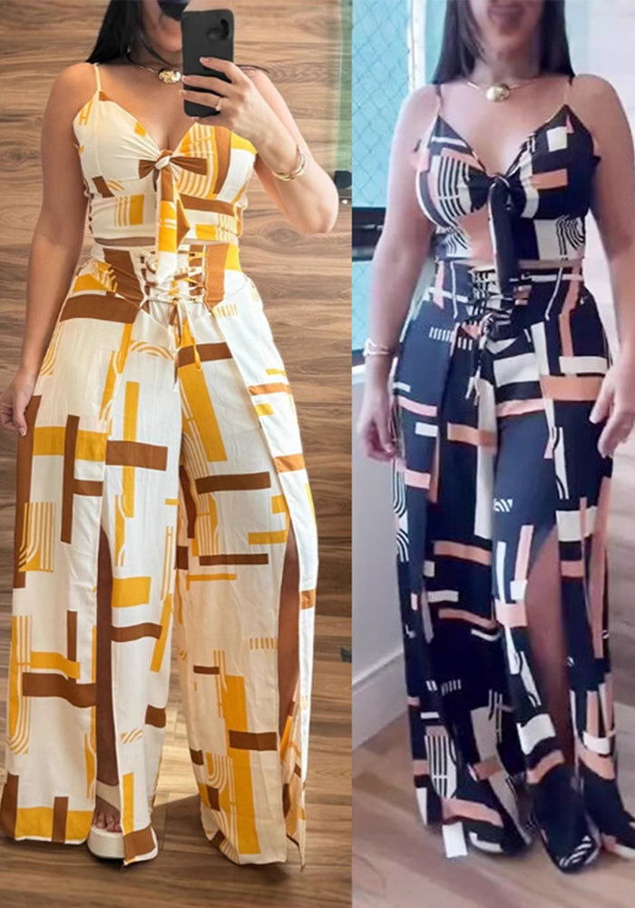 Women's fashion print Casual two-piece trousers Set