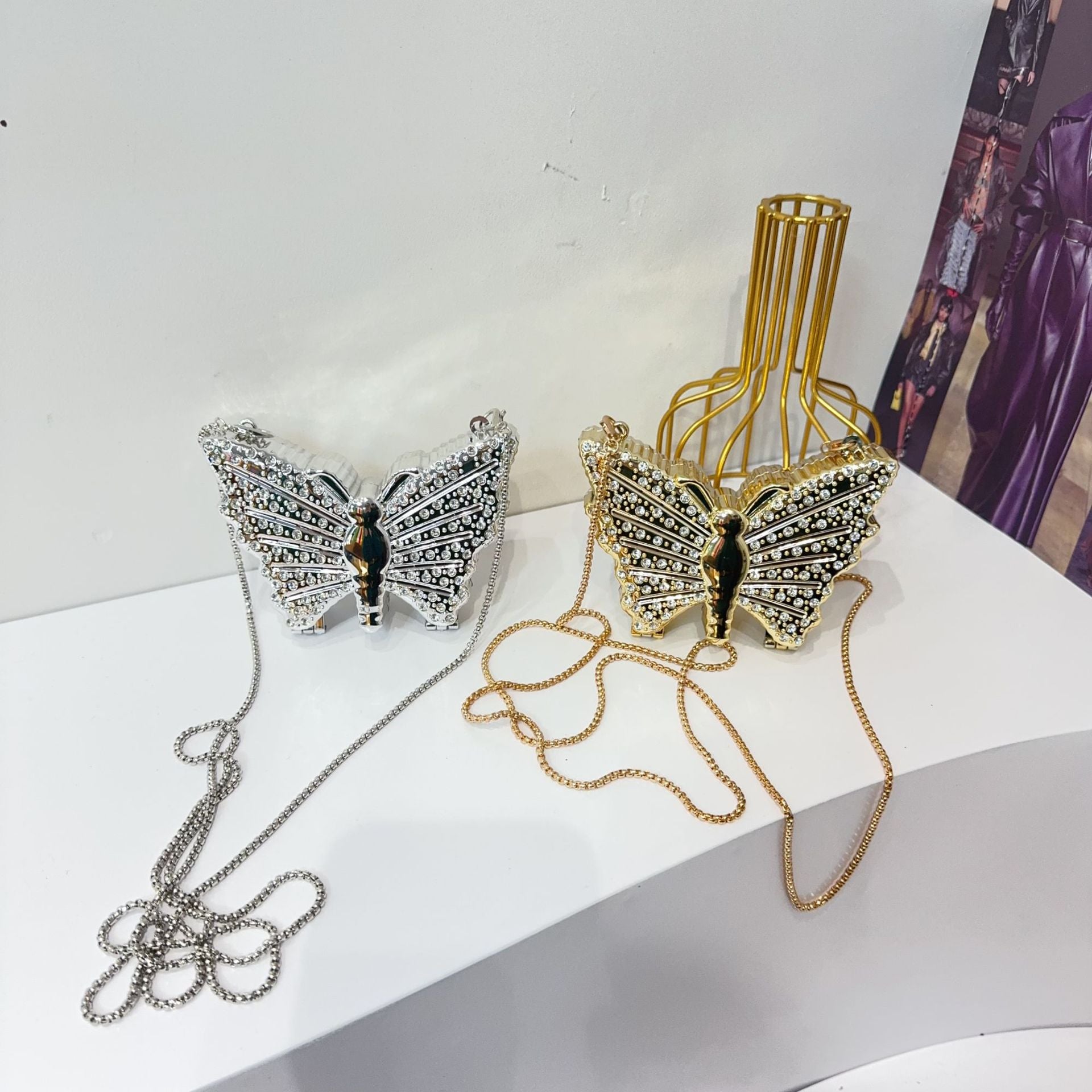 Women Chain Diamond-Encrusted Butterfly Mini Shoulder Bag 24