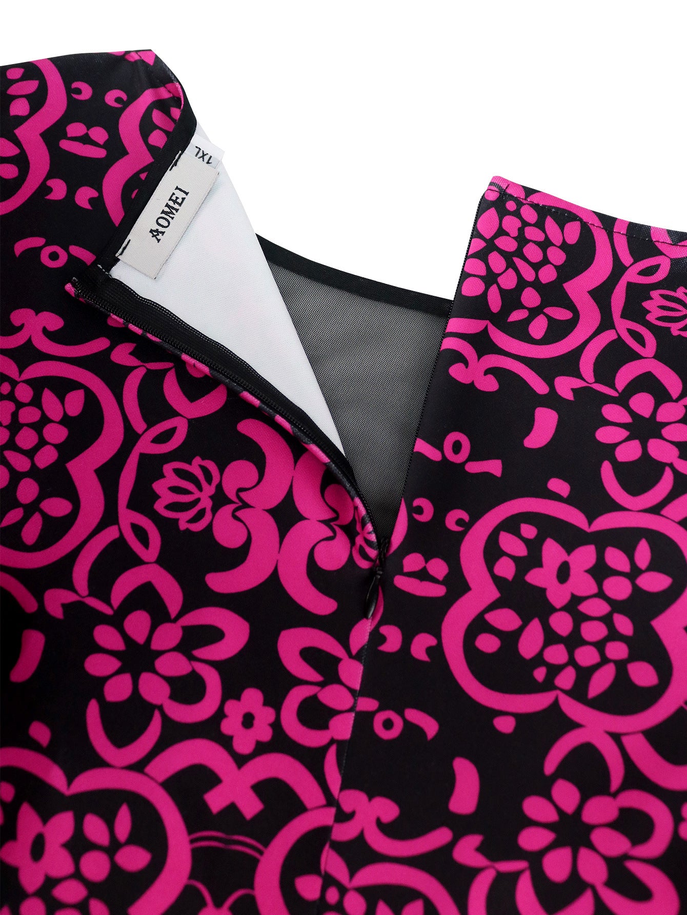 See-Through Mesh Patchwork Elegant Chic Petal Sleeve Printed Party Dress 14