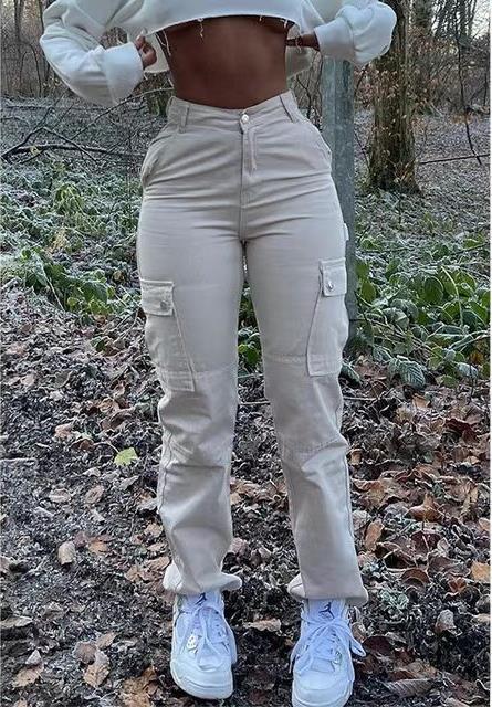 Women High Waist Multi Pocket Cargo Pants