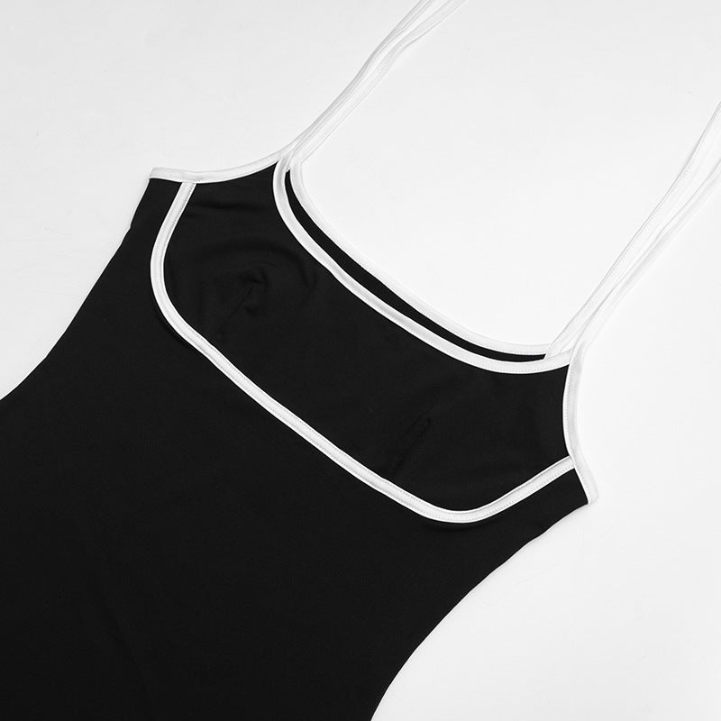 Women's Sleeveless Strappy Color-Blocked Bodycon Long Dress 9