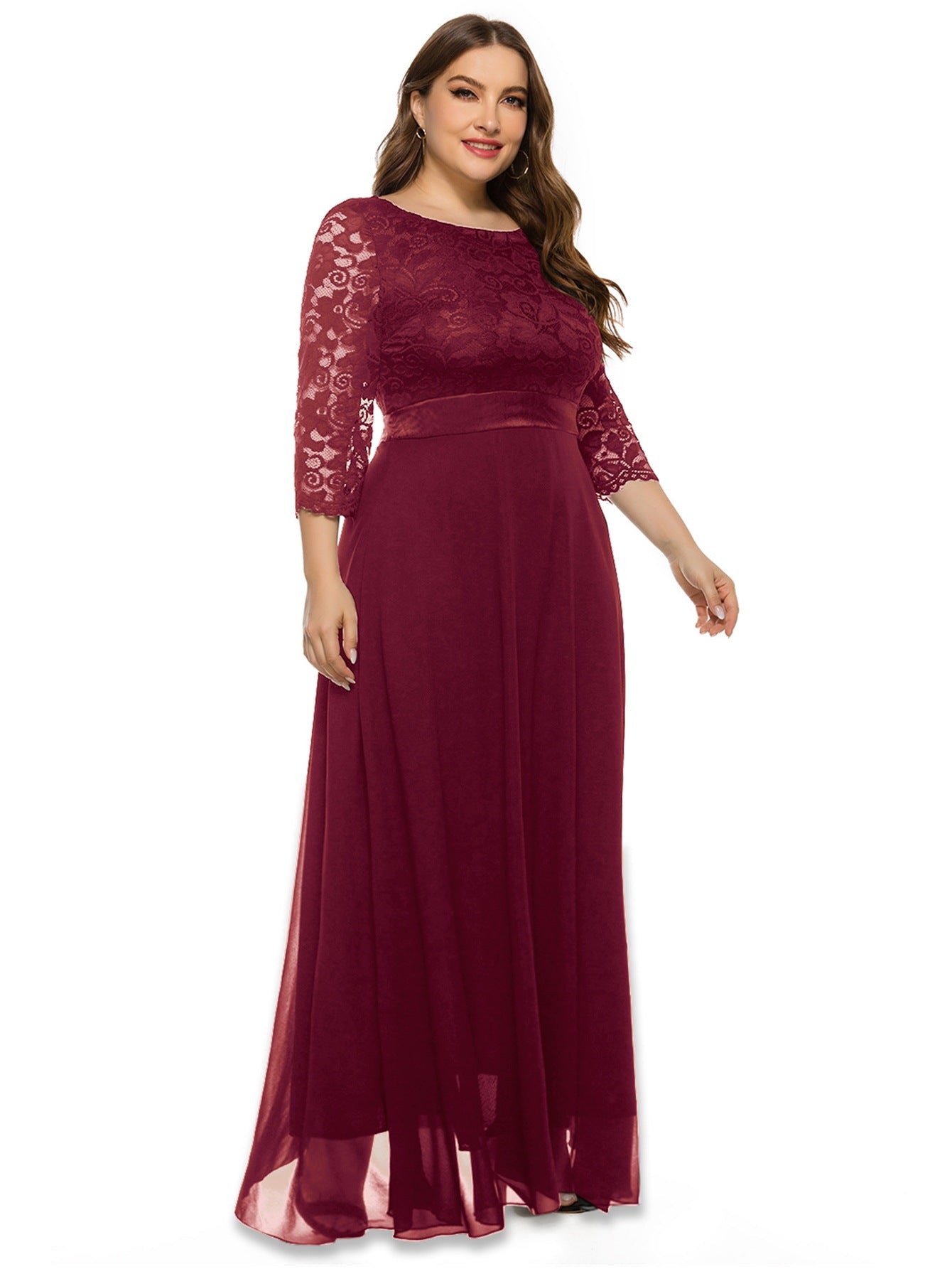 Plus Size Women Lace Evening Dress 3