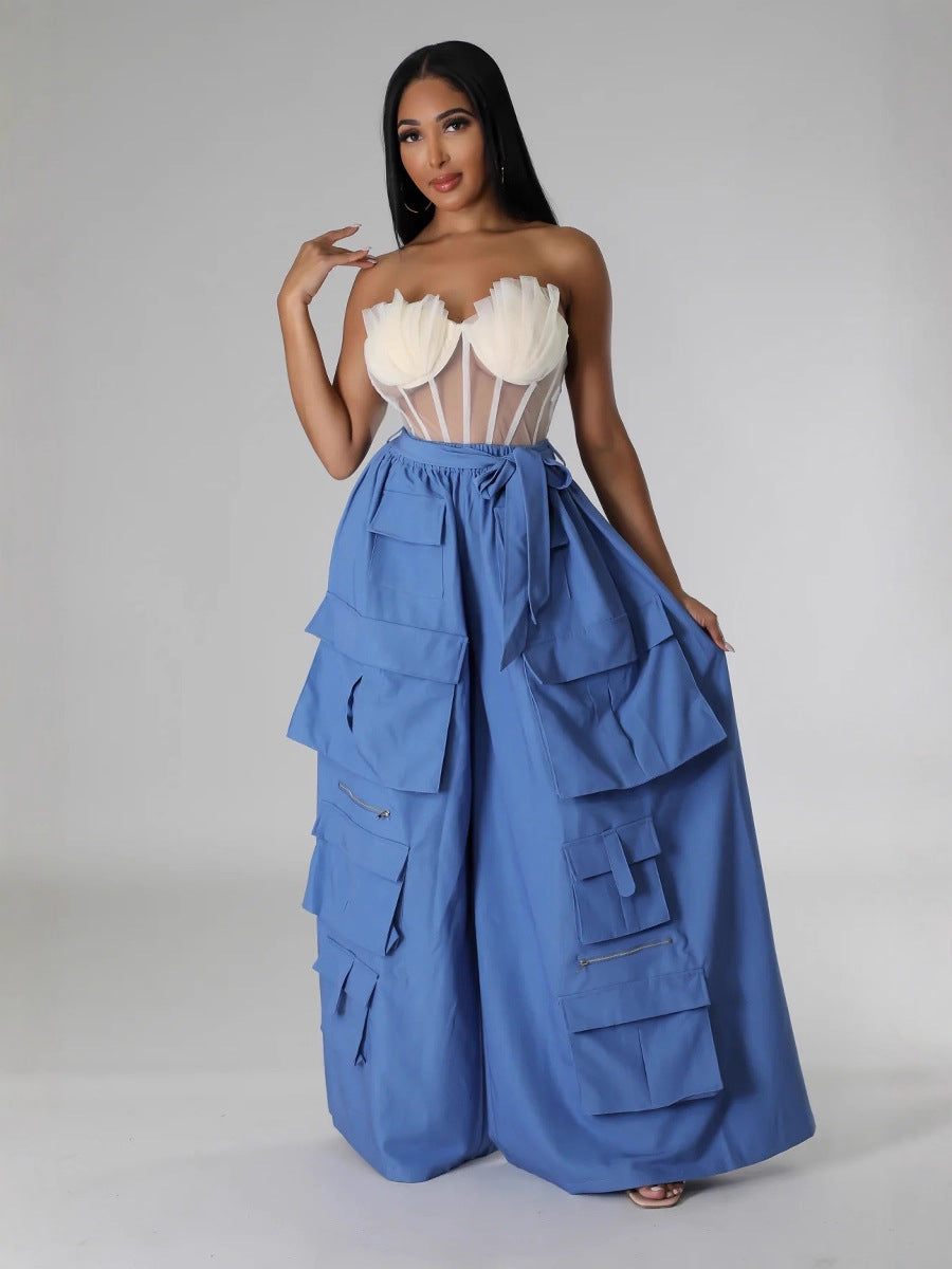 Women's Trendy Multi-Pocket Wide-Leg Pants 8