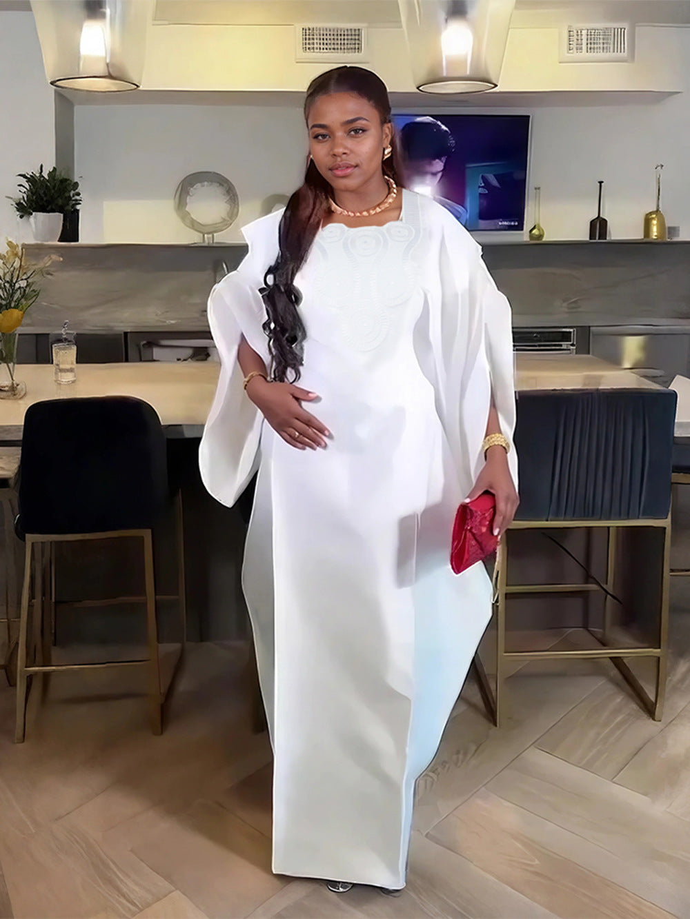 Plus-Size African Women Embroidered Dress 9