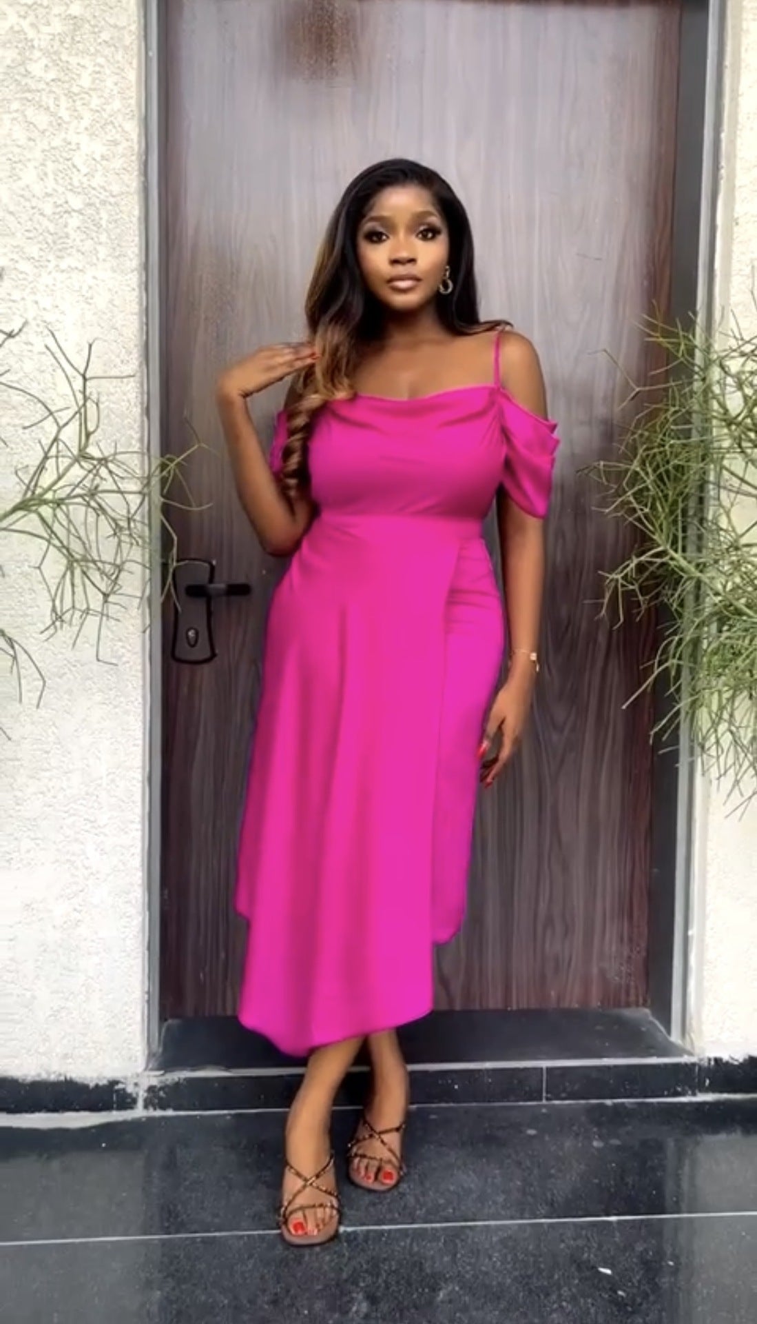 Women Suspender Off Shoulder Sexy Solid Irregular Dress 3