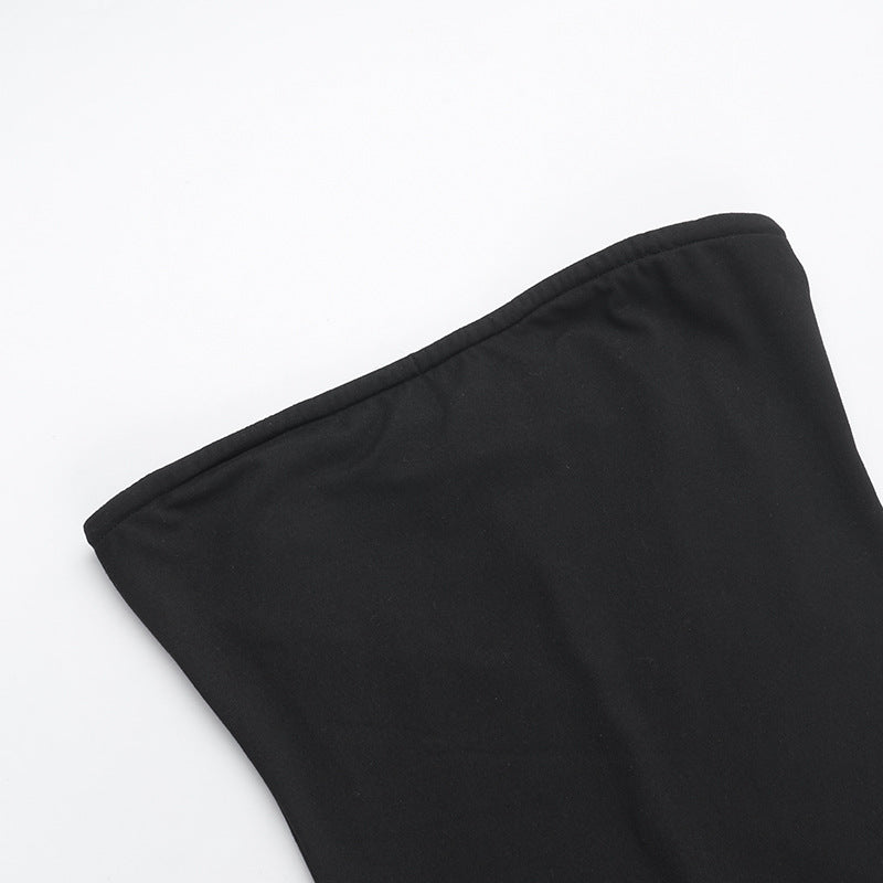 Autumn Fashion Sexy Slim Fit Strapless Mesh Long Dress 8