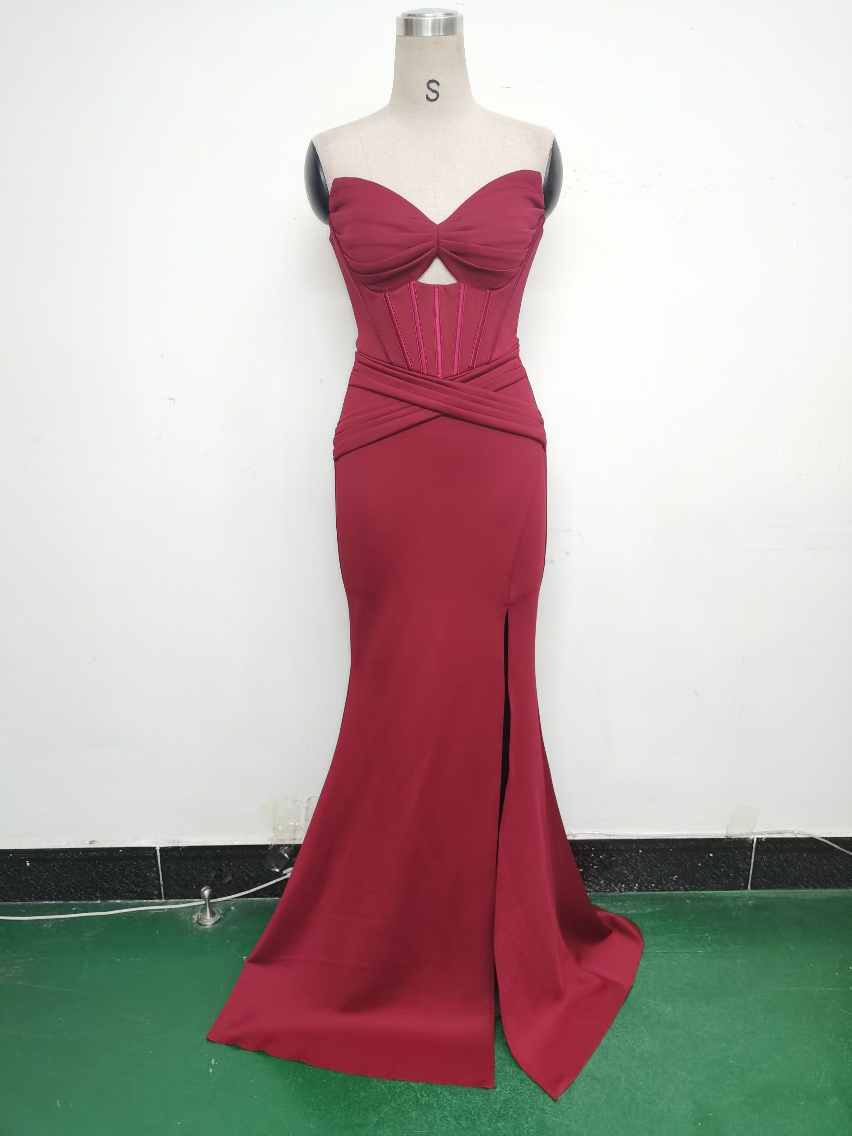 Women herringbone Strapless sweetheart neck hollow Lace-Up Formal Party evening dress 28