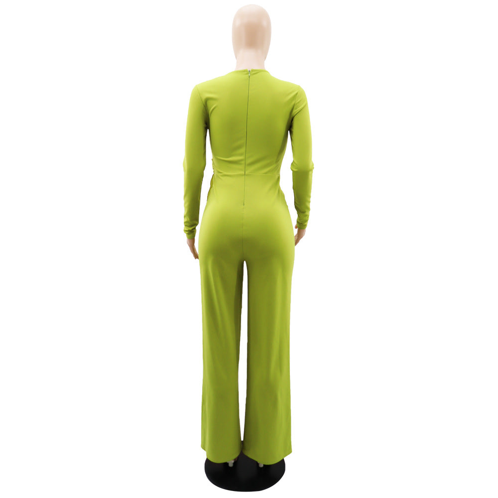 Women Long Sleeve V-Neck Slim Jumpsuit 16