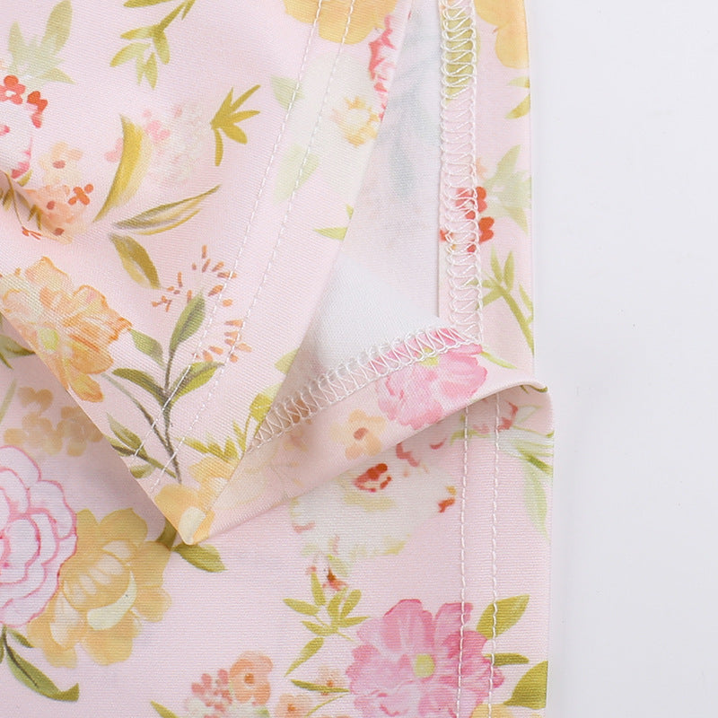 Summer Fashion Print Halter Neck Strap Long Dress 20