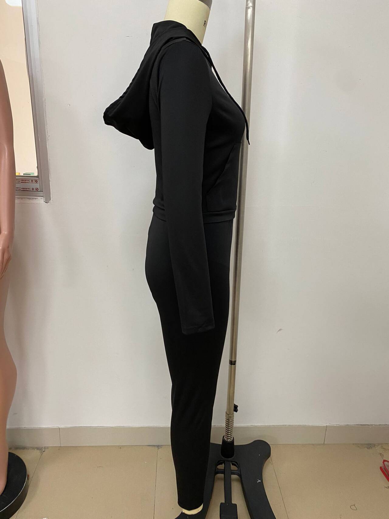 Autumn Winter Women's Fashion Trend Slim Zipper Hooded Top Trousers Tracksuit 9