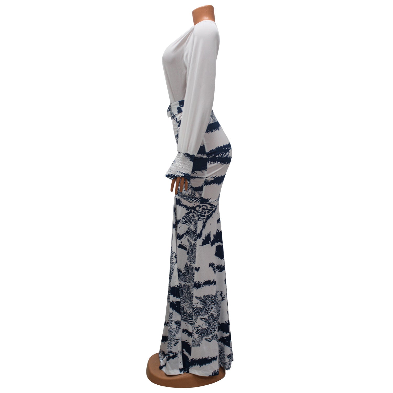 Women Patchwork Print Tie Dye Slit Dress 8